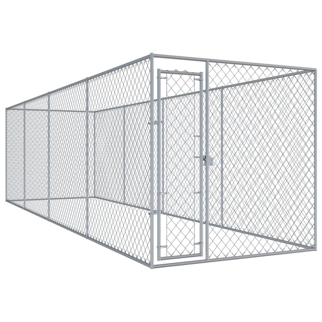 Trendyproduct.co.uk Outdoor Dog Kennel With Roof vidaXL Animals & Pet Supplies Animals & Pet Supplies > Pet Supplies > Dog Supplies > Dog Kennels & Runs Dog Kennels & Runs Dog Supplies parcel Pet Supplies Silver vidaXL