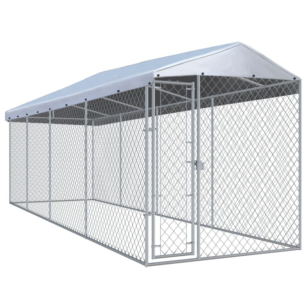 Trendyproduct.co.uk Outdoor Dog Kennel With Roof vidaXL Animals & Pet Supplies Animals & Pet Supplies > Pet Supplies > Dog Supplies > Dog Kennels & Runs Dog Kennels & Runs Dog Supplies parcel Pet Supplies Silver vidaXL