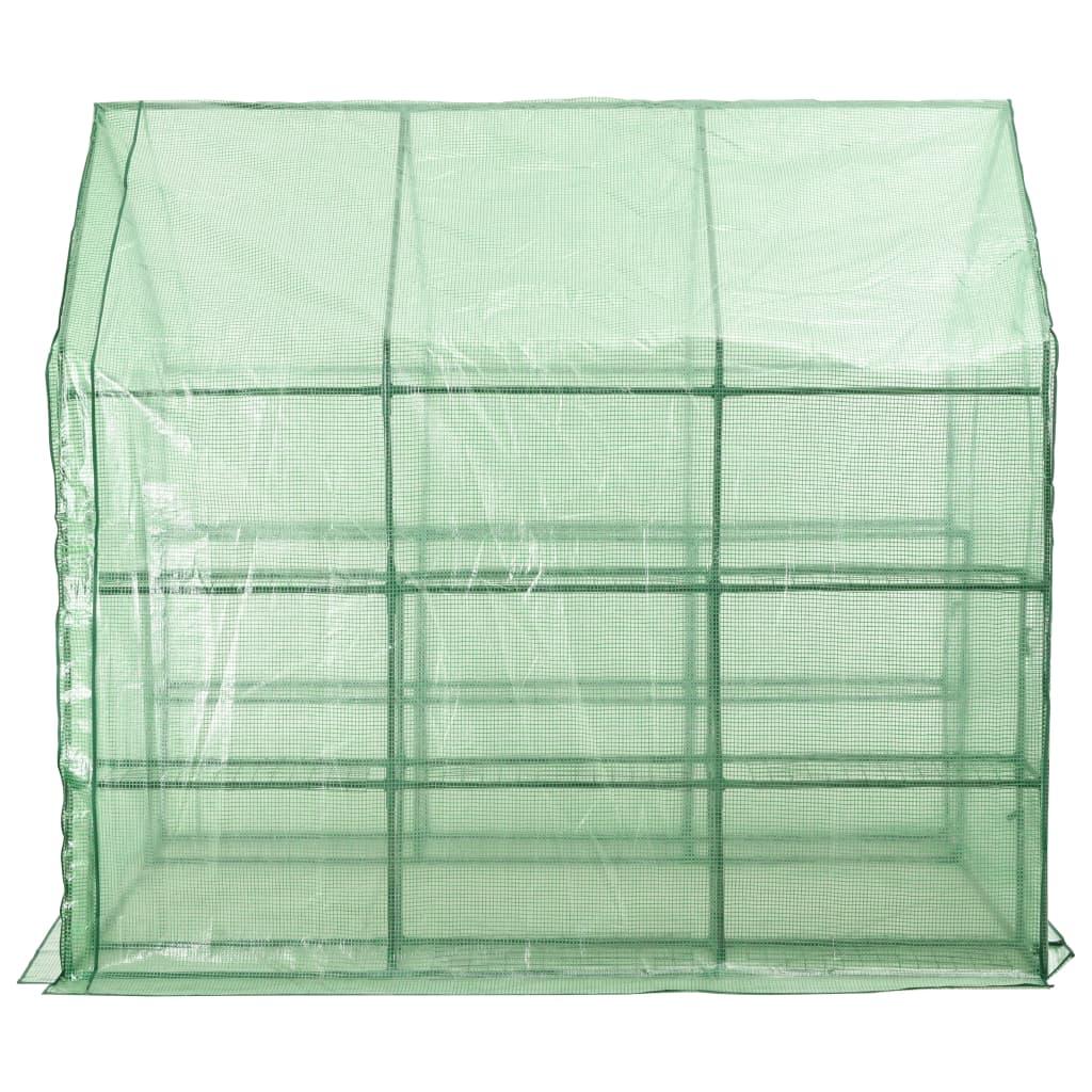 Walk-In Greenhouse With 12 Shelves Steel 143X214X196 Cm