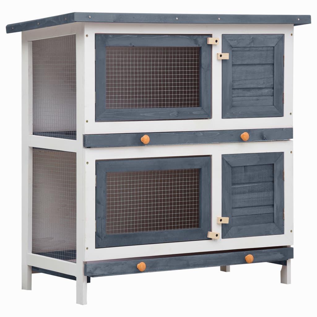 Outdoor Rabbit Hutch 4 Doors Wood