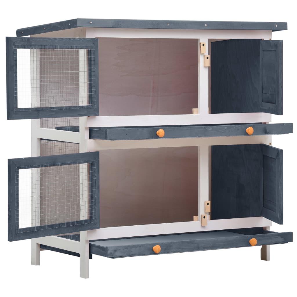 Outdoor Rabbit Hutch 4 Doors Wood