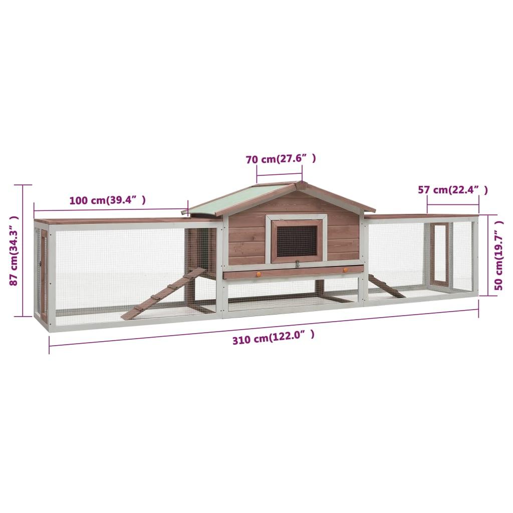 Rabbit Hutch 310X70X87 Cm Solid Pine & Fir Wood