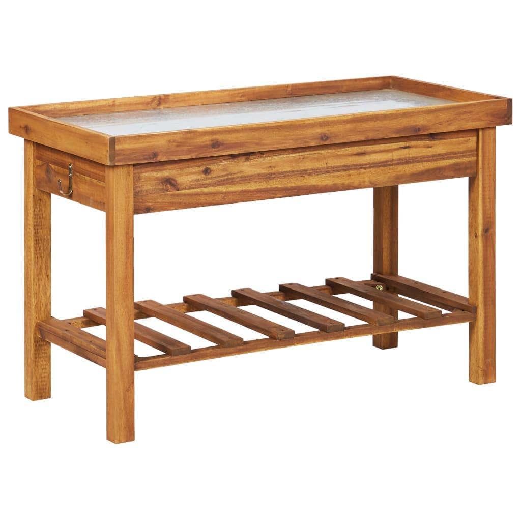 Garden Work Bench With Zinc Top Solid Acacia Wood