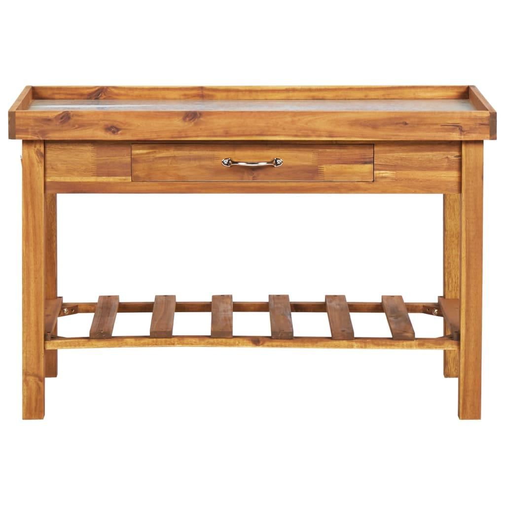 Garden Work Bench With Zinc Top Solid Acacia Wood