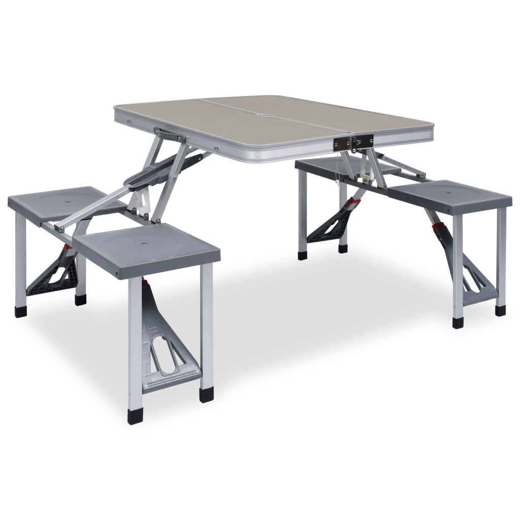 Folding Camping Table With 4 Seats Steel Aluminium