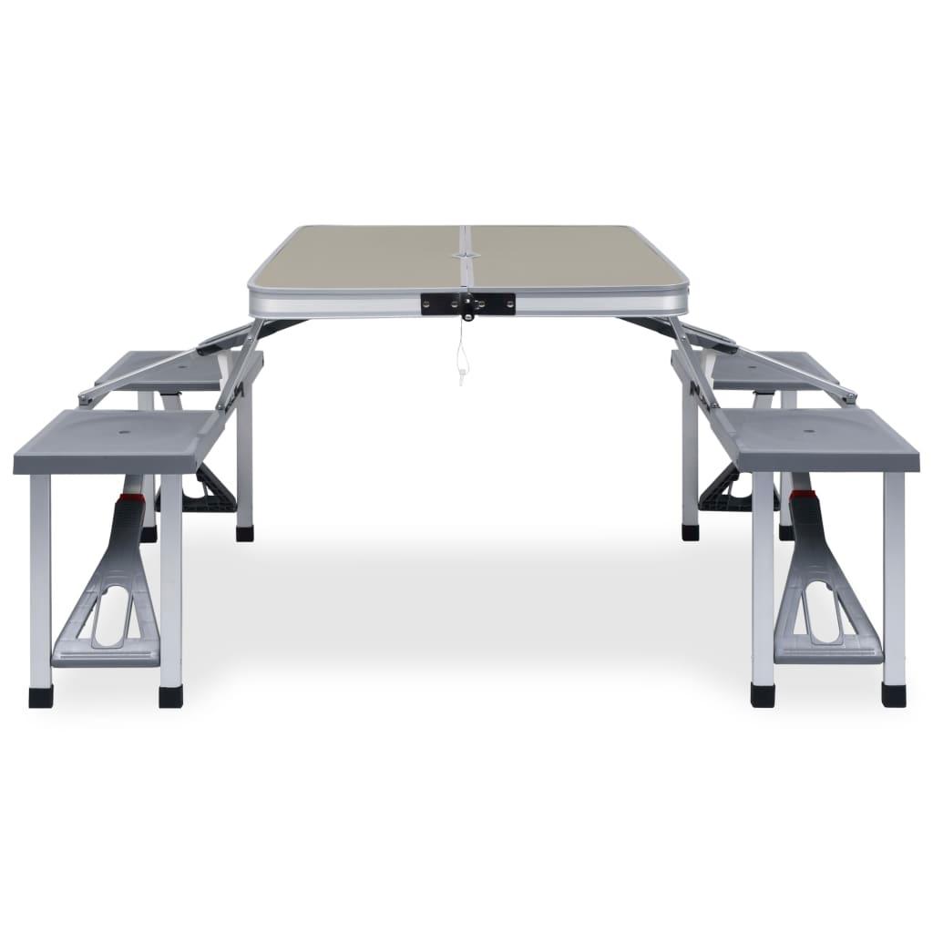 Folding Camping Table With 4 Seats Steel Aluminium