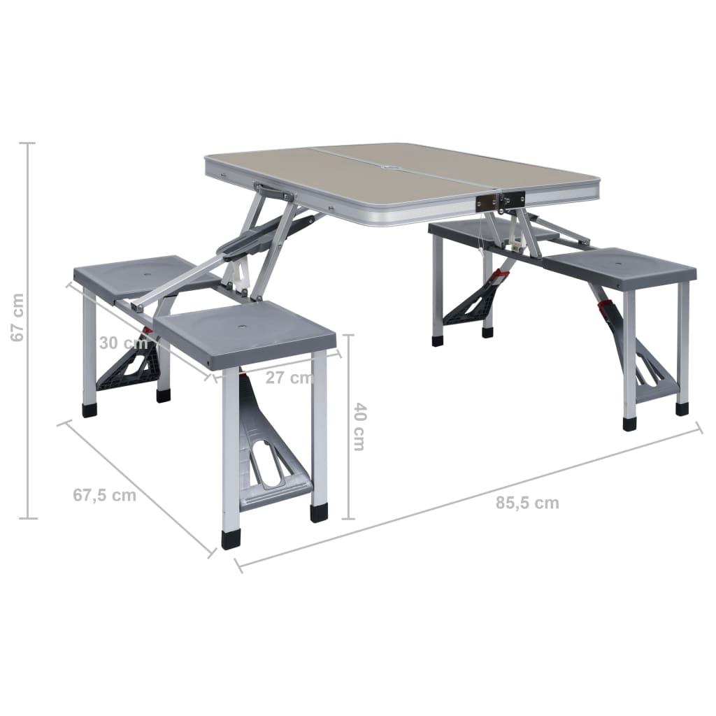 Folding Camping Table With 4 Seats Steel Aluminium