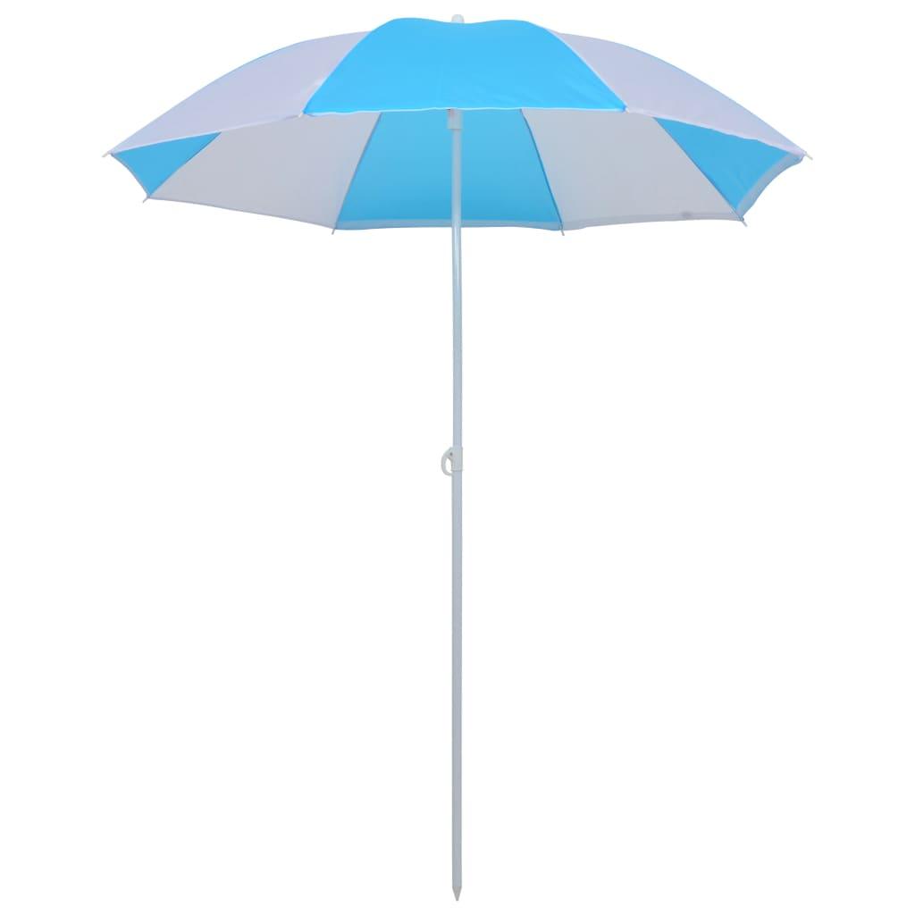 Beach Umbrella Shelter Blue And White 180 Cm Fabric