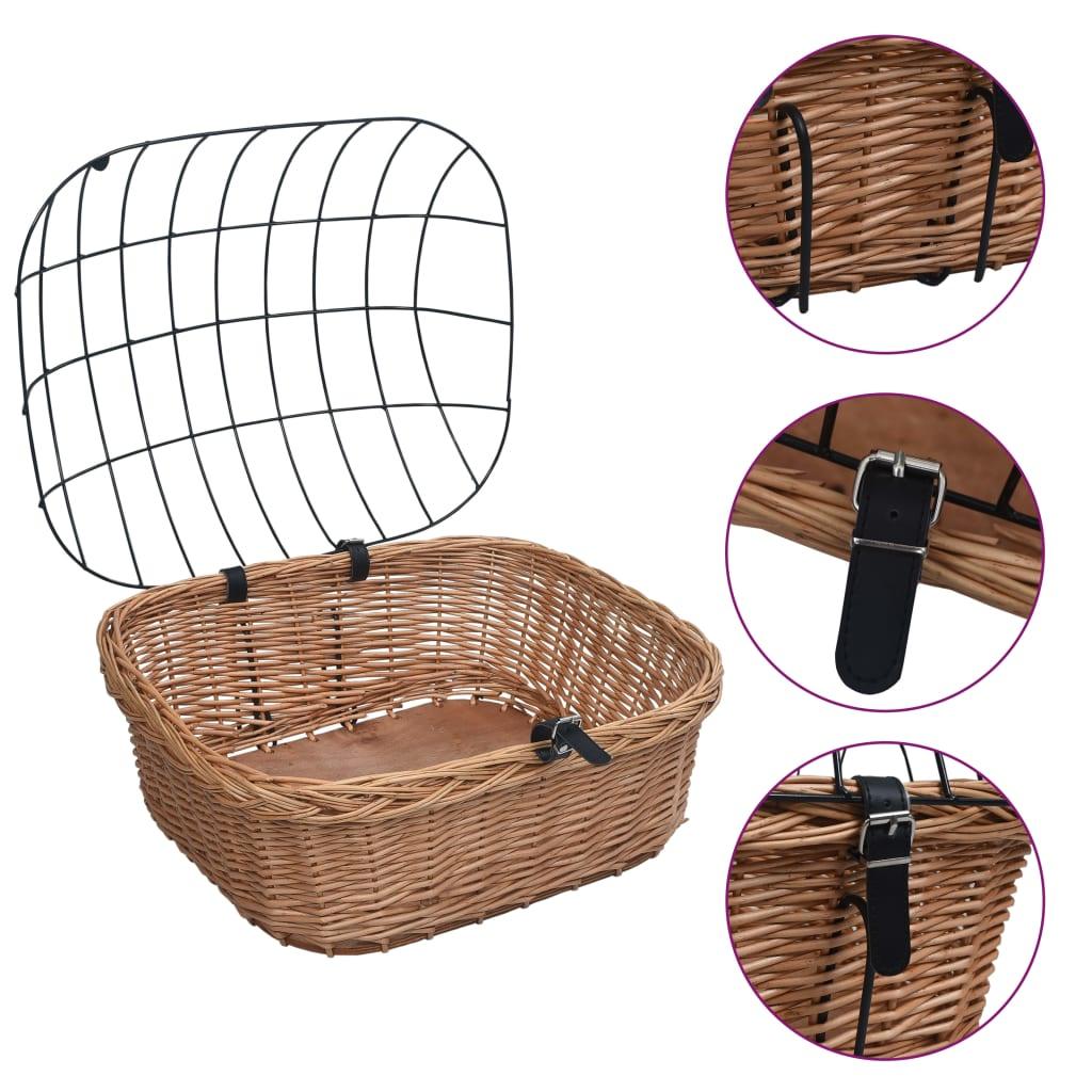 Bike Front Basket With Cover 50X45X35 Cm Natural Willow