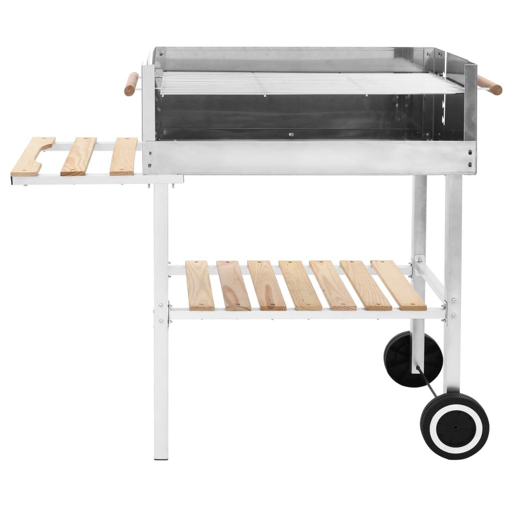 Xxl Trolley Charcoal Bbq Grill Stainless Steel With 2 Shelves