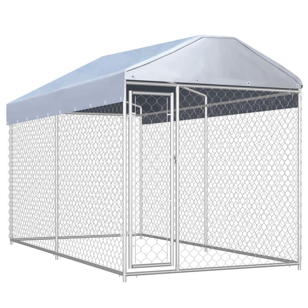 Trendyproduct.co.uk Outdoor Dog Kennel With Roof vidaXL Animals & Pet Supplies Animals & Pet Supplies > Pet Supplies > Dog Supplies > Dog Kennels & Runs Dog Kennels & Runs Dog Supplies parcel Pet Supplies Silver vidaXL