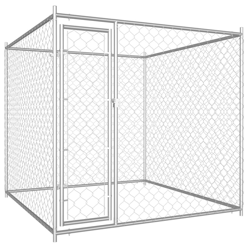 Trendyproduct.co.uk Outdoor Dog Kennel With Roof vidaXL Animals & Pet Supplies Animals & Pet Supplies > Pet Supplies > Dog Supplies > Dog Kennels & Runs Dog Kennels & Runs Dog Supplies parcel Pet Supplies Silver vidaXL