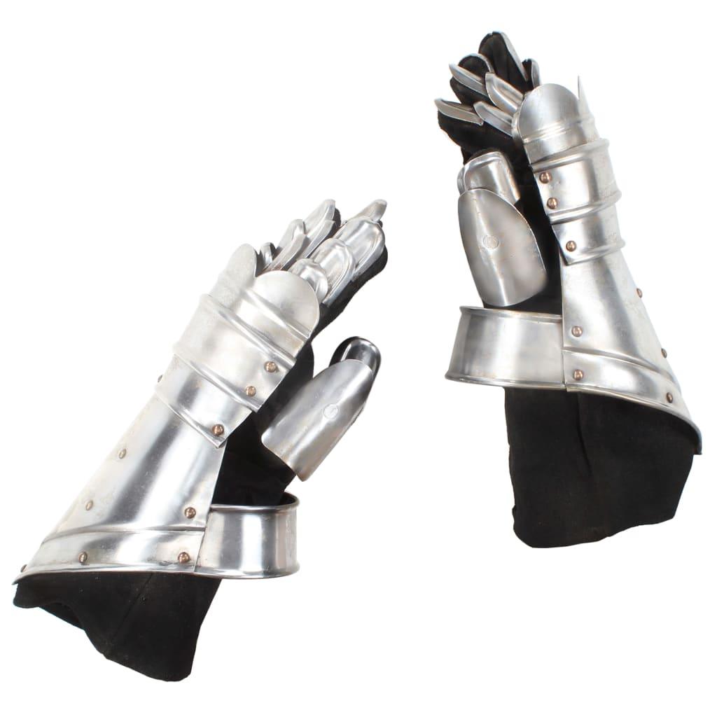 Medieval Knight Gauntlets Replica Larp Silver Steel