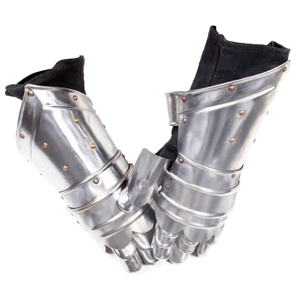 Medieval Knight Gauntlets Replica Larp Silver Steel