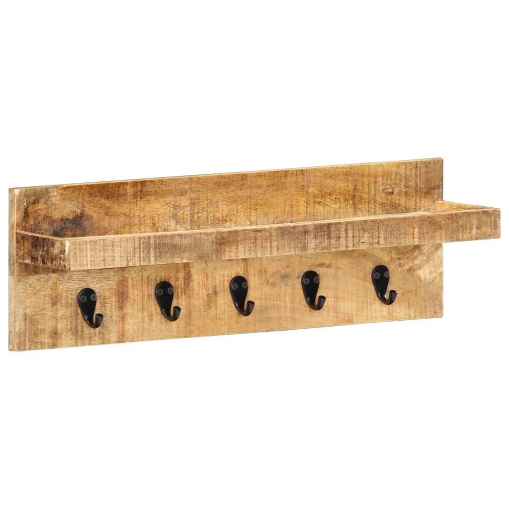 Wall Mounted Coat Rack 60X15X20 Cm Solid Rough Mango Wood