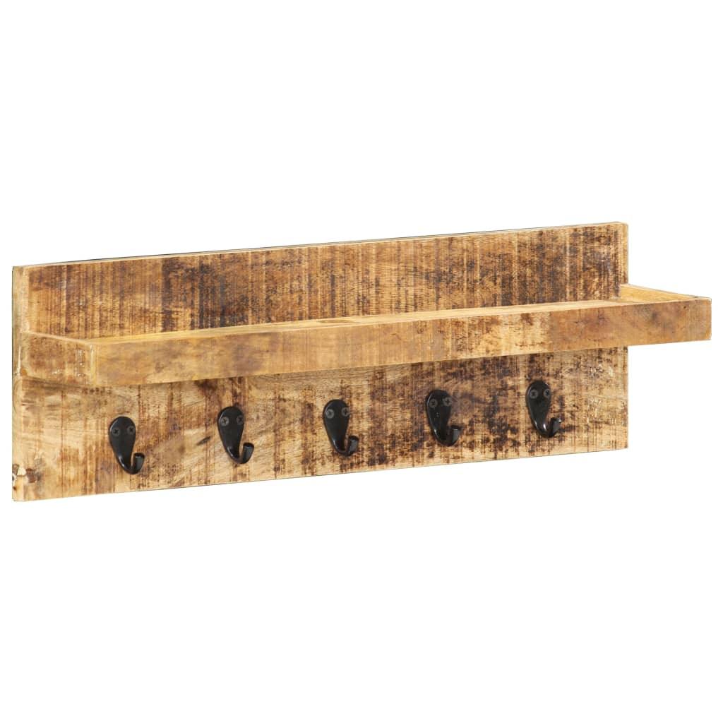 Wall Mounted Coat Rack 60X15X20 Cm Solid Rough Mango Wood