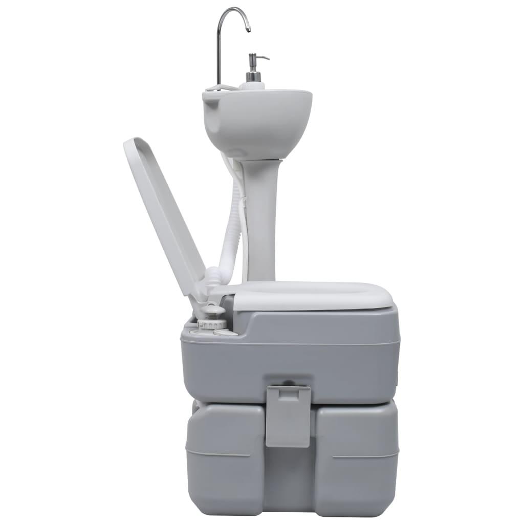 Portable Camping Toilet And Handwash Stand Set Grey