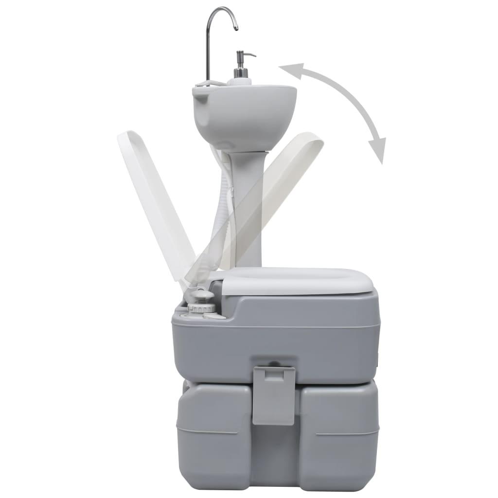 Portable Camping Toilet And Handwash Stand Set Grey