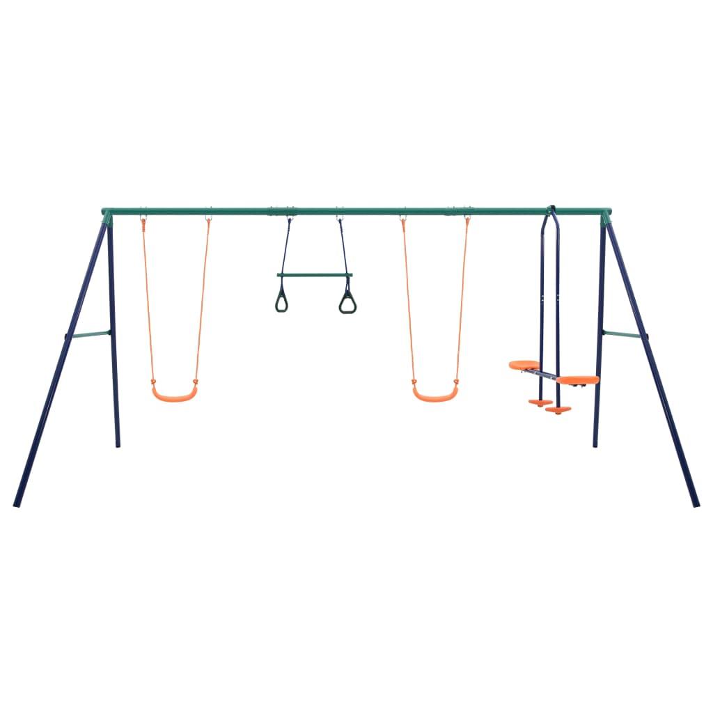 Swing Set With Gymnastic Rings And 4 Seats Steel