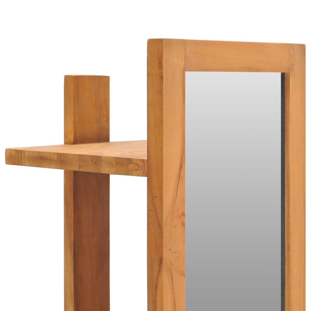 Wall Mirror With Shelves 30X30X120 Cm Solid Teak Wood