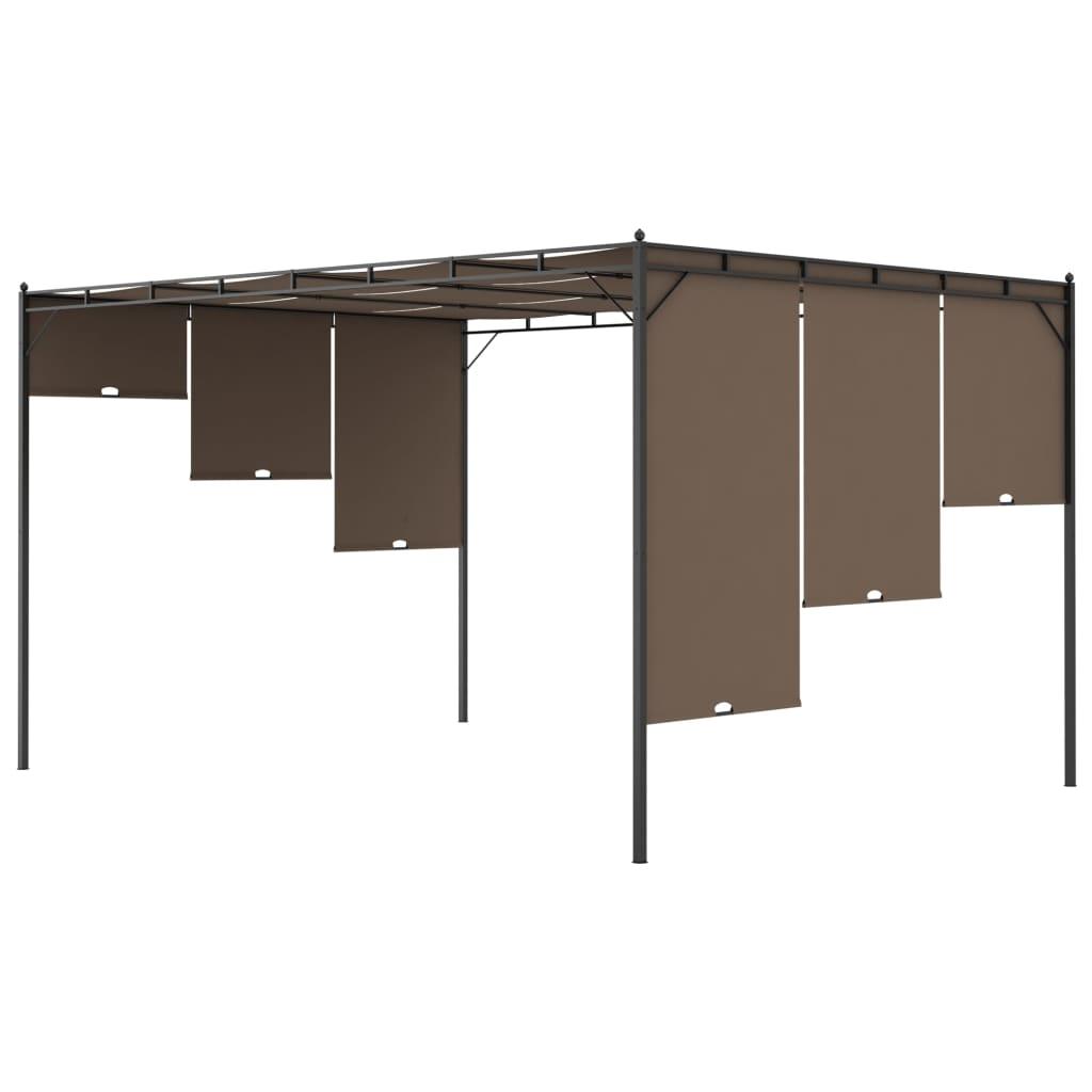 Garden Gazebo With Side Curtain Taupe