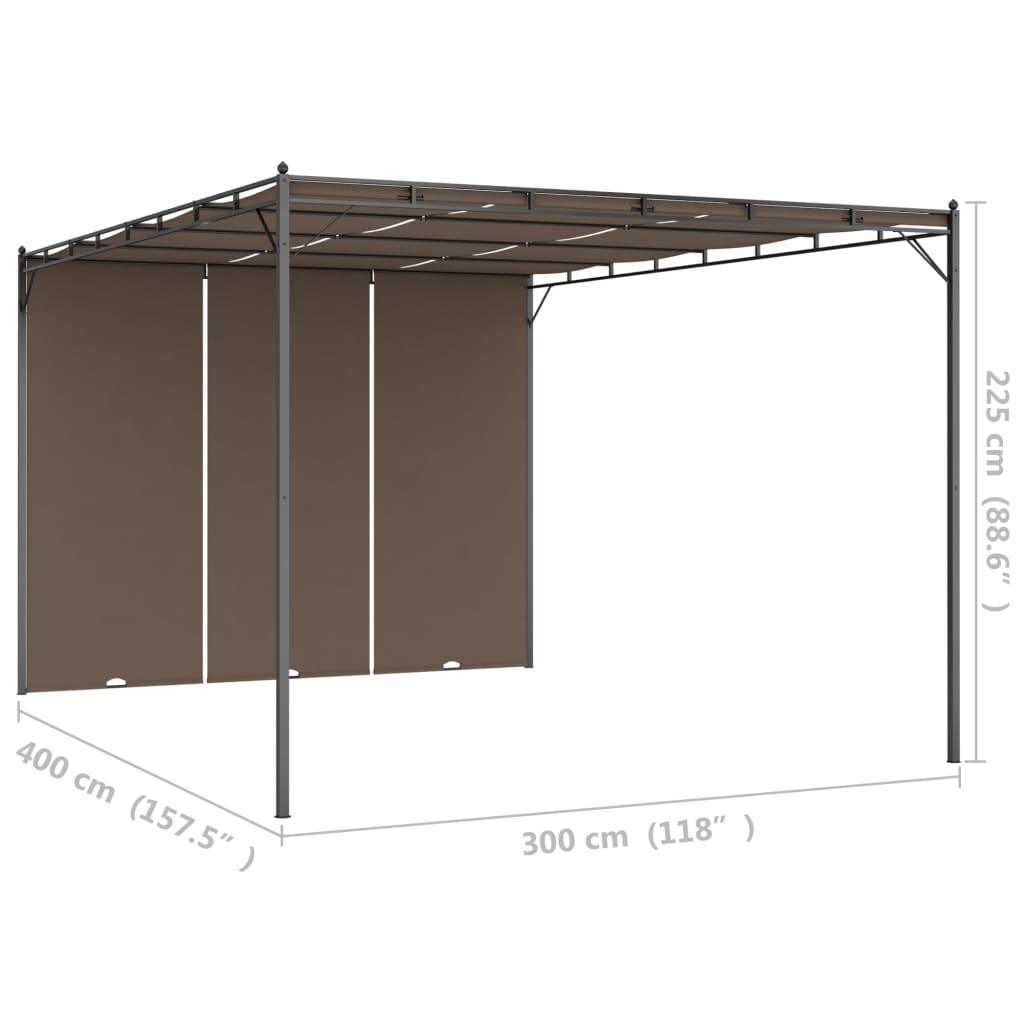 Garden Gazebo With Side Curtain Taupe