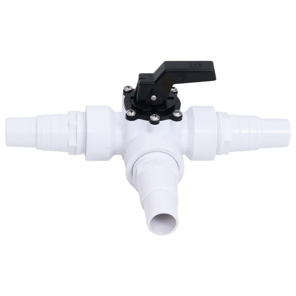 Swimming Pool 3-Way Ball Valve White And Black