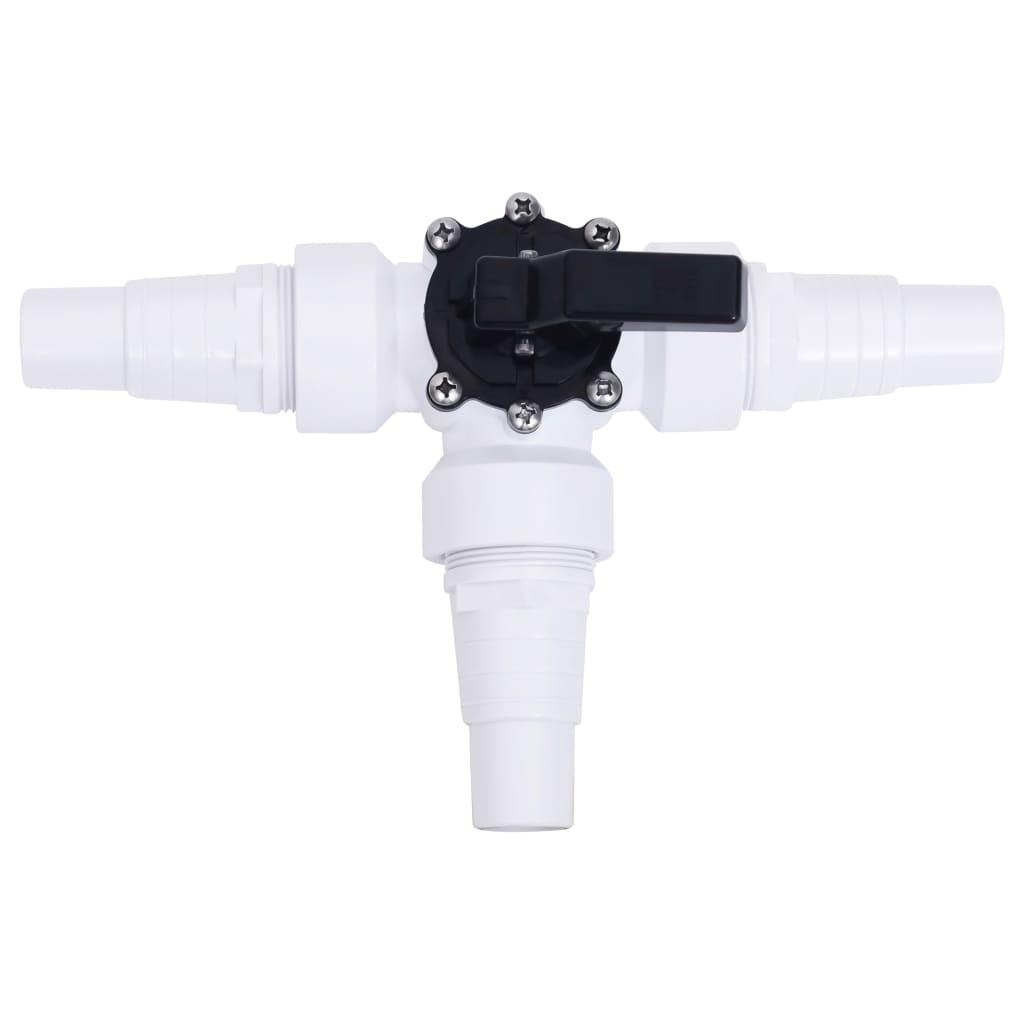 Swimming Pool 3-Way Ball Valve White And Black