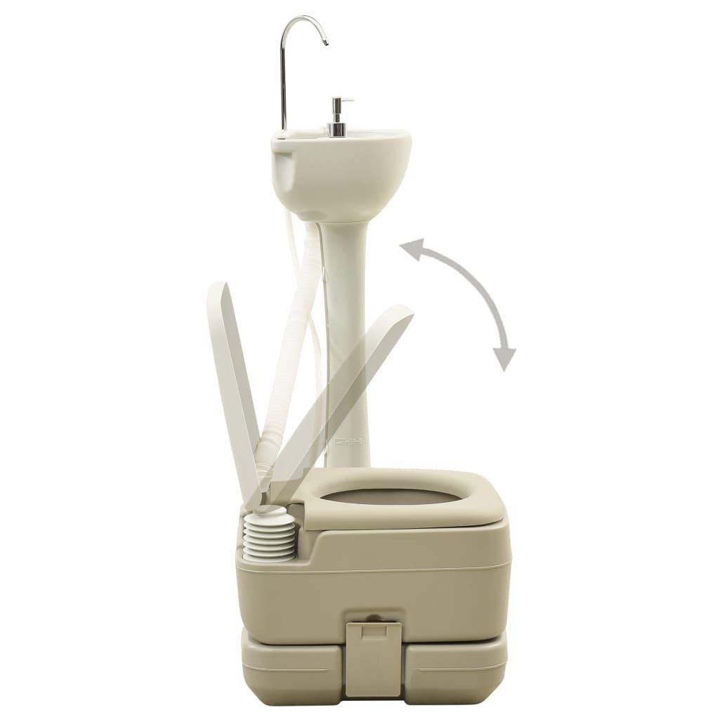 Portable Camping Toilet 10+10L And Handwash Stand 20L Set Grey