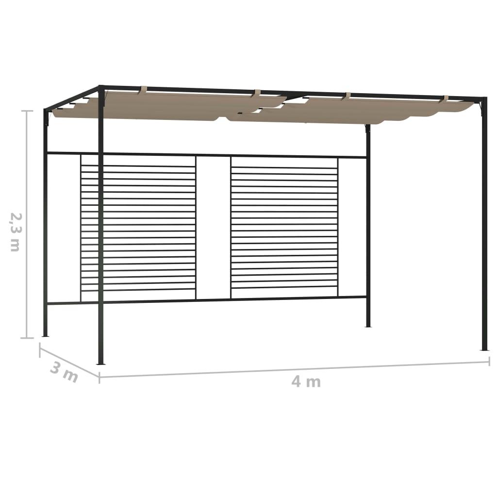 Gazebo With Retractable Roof 3X4X2.3 M Taupe 180 G/M²