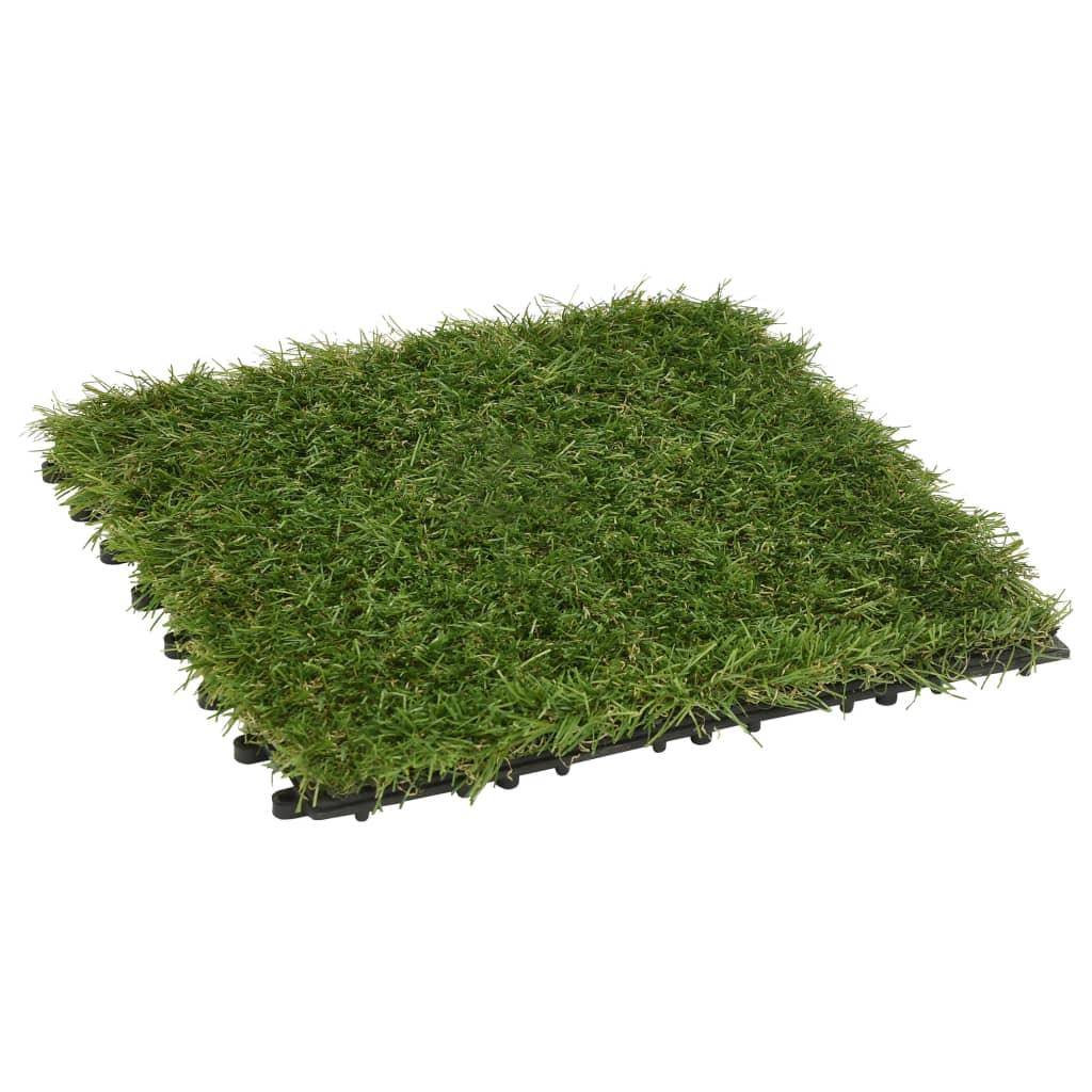 Artificial Grass Tiles 11 Pcs Green 30X30 Cm