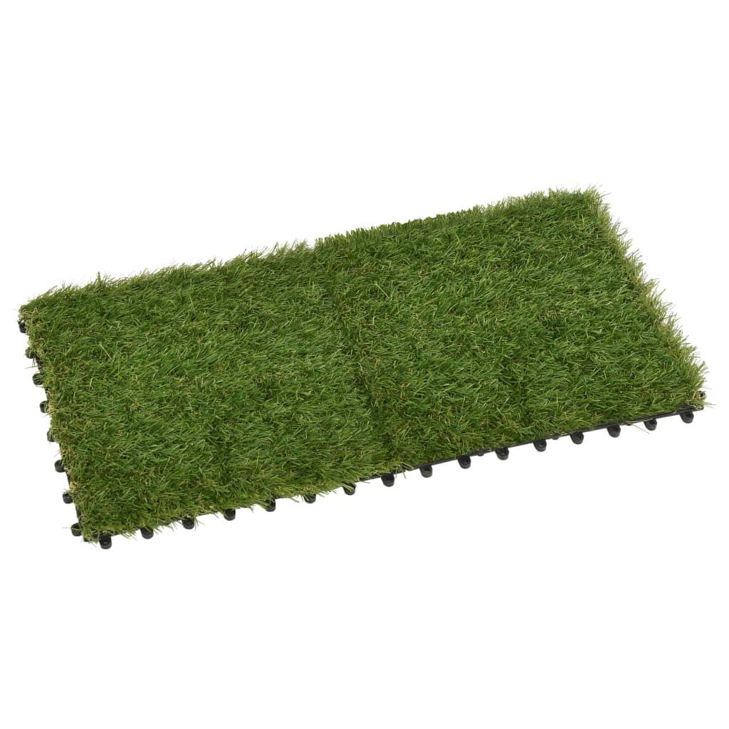 Artificial Grass Tiles 11 Pcs Green 30X30 Cm