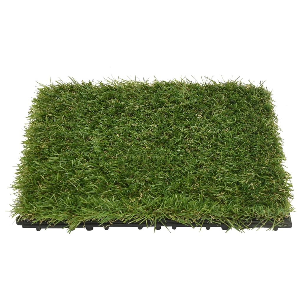 Artificial Grass Tiles 11 Pcs Green 30X30 Cm