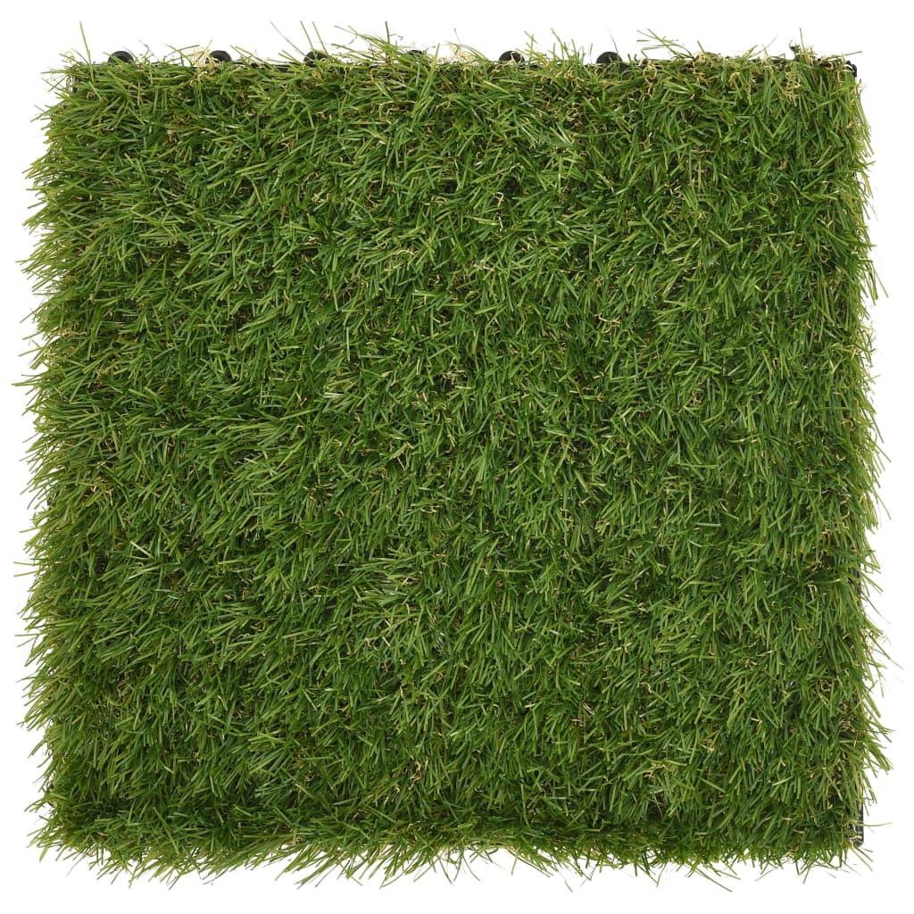 Artificial Grass Tiles 11 Pcs Green 30X30 Cm