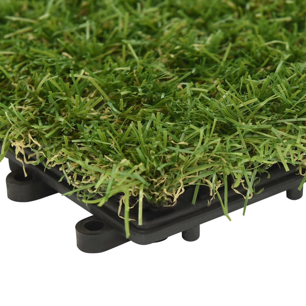 Artificial Grass Tiles 11 Pcs Green 30X30 Cm