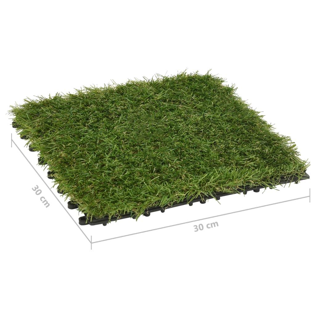 Artificial Grass Tiles 11 Pcs Green 30X30 Cm