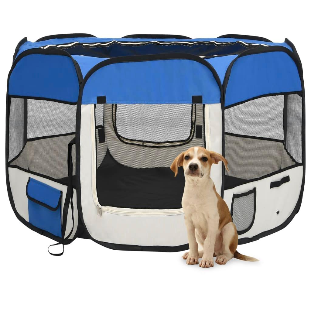 Trendyproduct.co.uk Foldable Dog Playpen With Carrying Bag vidaXL Animals & Pet Supplies Animals & Pet Supplies > Pet Supplies > Dog Supplies > Dog Kennels & Runs Blue Dog Kennels & Runs Dog Supplies parcel Pet Supplies vidaXL