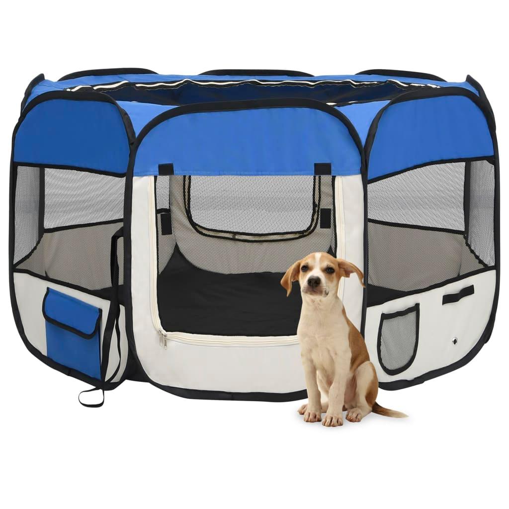 Trendyproduct.co.uk Foldable Dog Playpen With Carrying Bag vidaXL Animals & Pet Supplies Animals & Pet Supplies > Pet Supplies > Dog Supplies > Dog Kennels & Runs Blue Dog Kennels & Runs Dog Supplies parcel Pet Supplies vidaXL