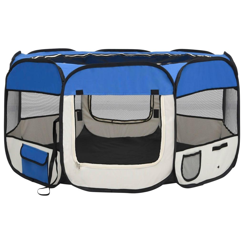 Trendyproduct.co.uk Foldable Dog Playpen With Carrying Bag vidaXL Animals & Pet Supplies Animals & Pet Supplies > Pet Supplies > Dog Supplies > Dog Kennels & Runs Blue Dog Kennels & Runs Dog Supplies parcel Pet Supplies vidaXL