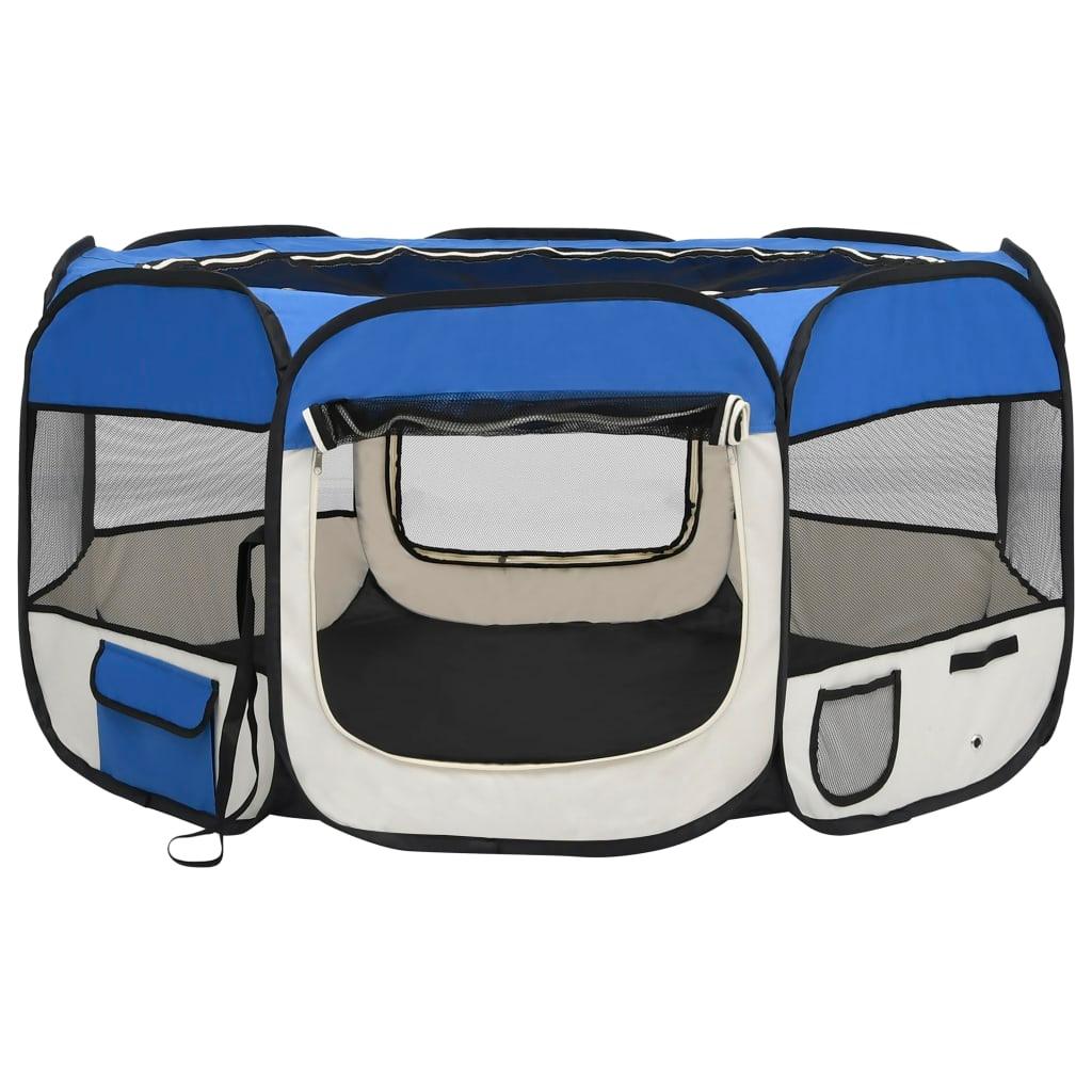 Trendyproduct.co.uk Foldable Dog Playpen With Carrying Bag vidaXL Animals & Pet Supplies Animals & Pet Supplies > Pet Supplies > Dog Supplies > Dog Kennels & Runs Blue Dog Kennels & Runs Dog Supplies parcel Pet Supplies vidaXL