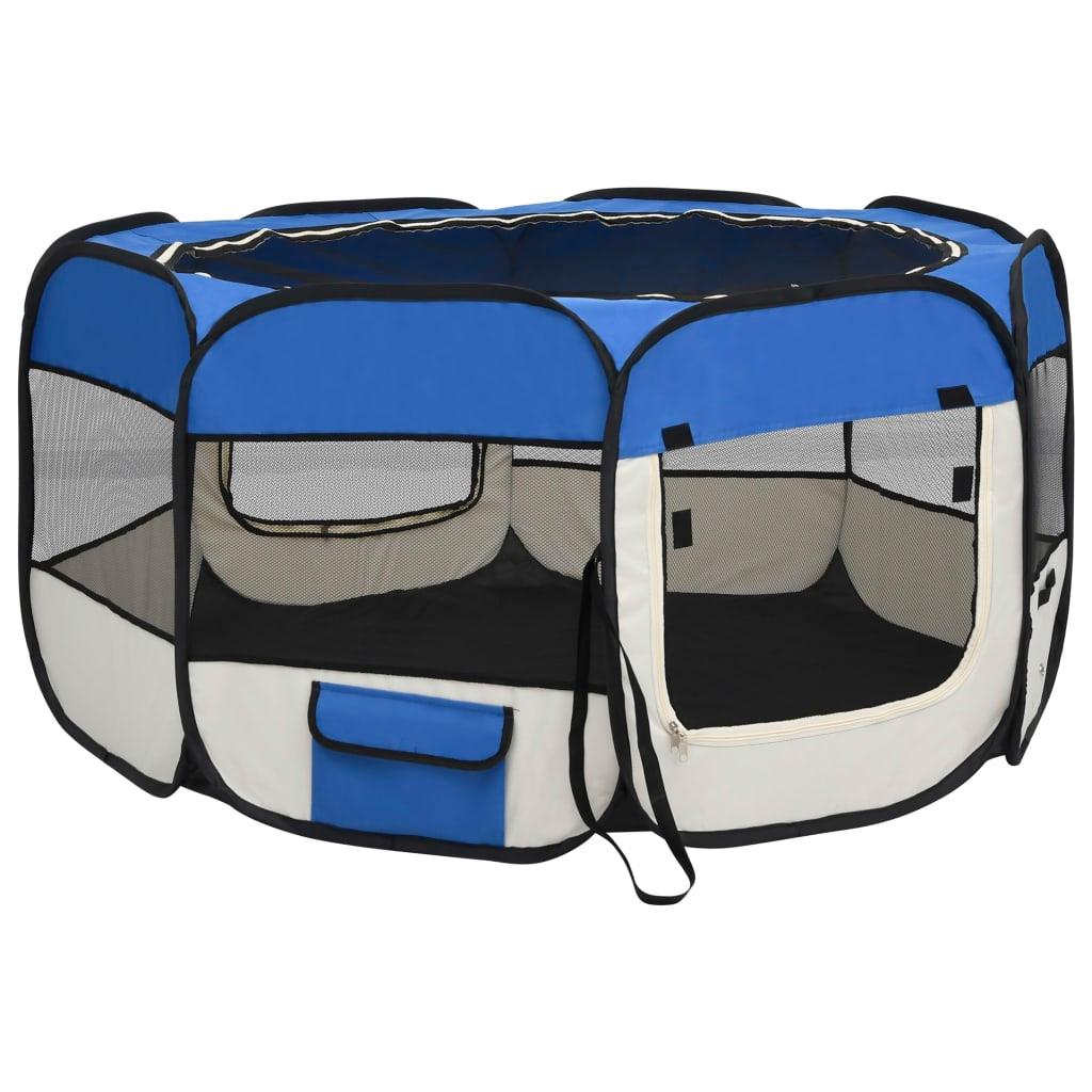 Trendyproduct.co.uk Foldable Dog Playpen With Carrying Bag vidaXL Animals & Pet Supplies Animals & Pet Supplies > Pet Supplies > Dog Supplies > Dog Kennels & Runs Blue Dog Kennels & Runs Dog Supplies parcel Pet Supplies vidaXL