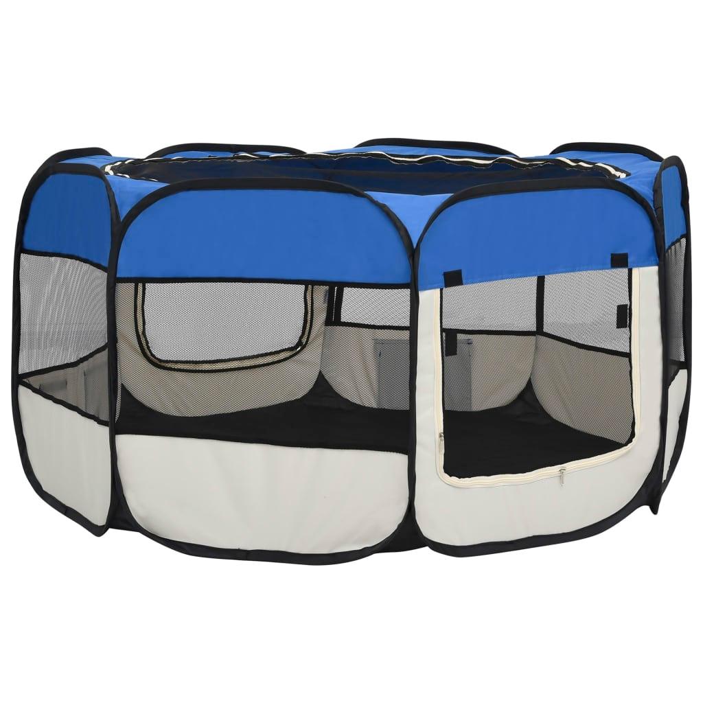 Trendyproduct.co.uk Foldable Dog Playpen With Carrying Bag vidaXL Animals & Pet Supplies Animals & Pet Supplies > Pet Supplies > Dog Supplies > Dog Kennels & Runs Blue Dog Kennels & Runs Dog Supplies parcel Pet Supplies vidaXL