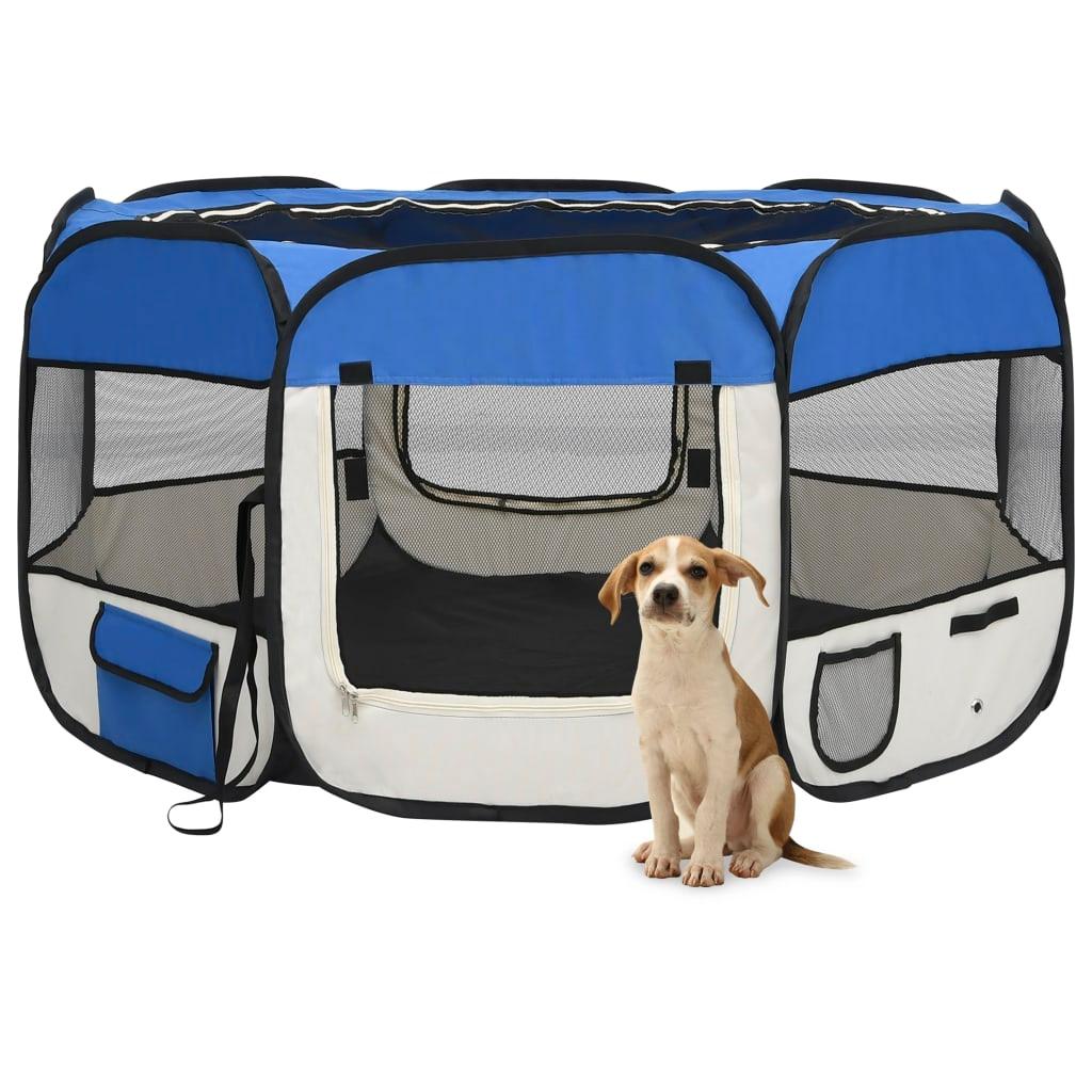 Trendyproduct.co.uk Foldable Dog Playpen With Carrying Bag vidaXL Animals & Pet Supplies Animals & Pet Supplies > Pet Supplies > Dog Supplies > Dog Kennels & Runs Blue Dog Kennels & Runs Dog Supplies parcel Pet Supplies vidaXL