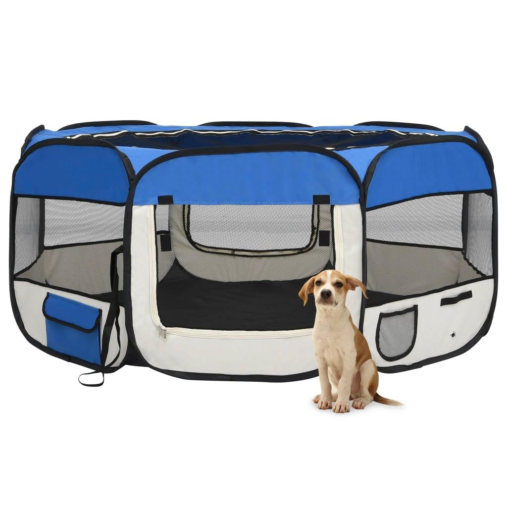 Trendyproduct.co.uk Foldable Dog Playpen With Carrying Bag vidaXL Animals & Pet Supplies Animals & Pet Supplies > Pet Supplies > Dog Supplies > Dog Kennels & Runs Blue Dog Kennels & Runs Dog Supplies parcel Pet Supplies vidaXL