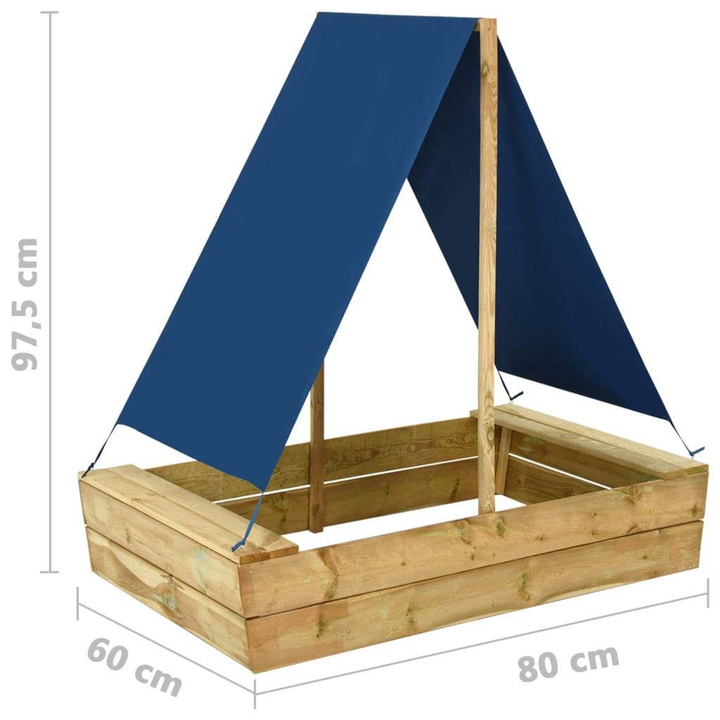 Sandpit With Roof Impregnated Pinewood