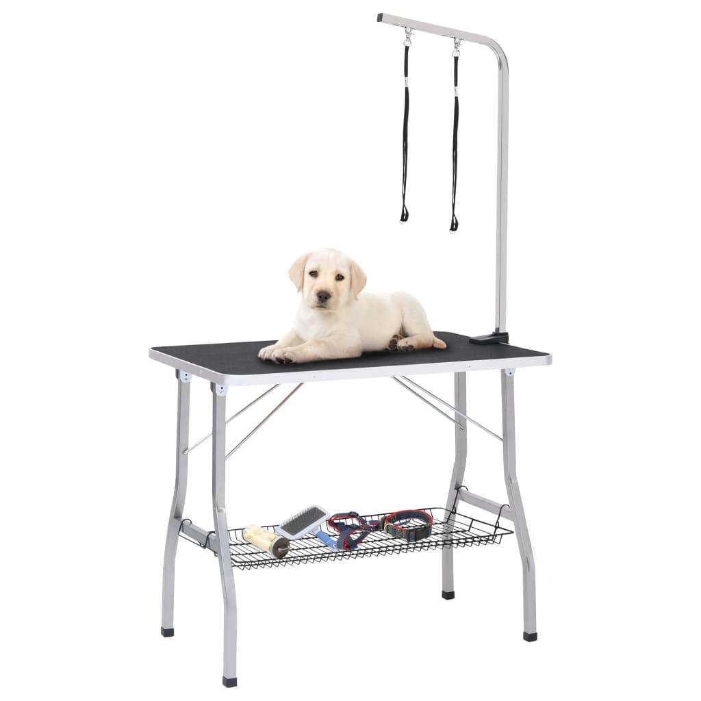 Adjustable Dog Grooming Table With 2 Loops And Basket