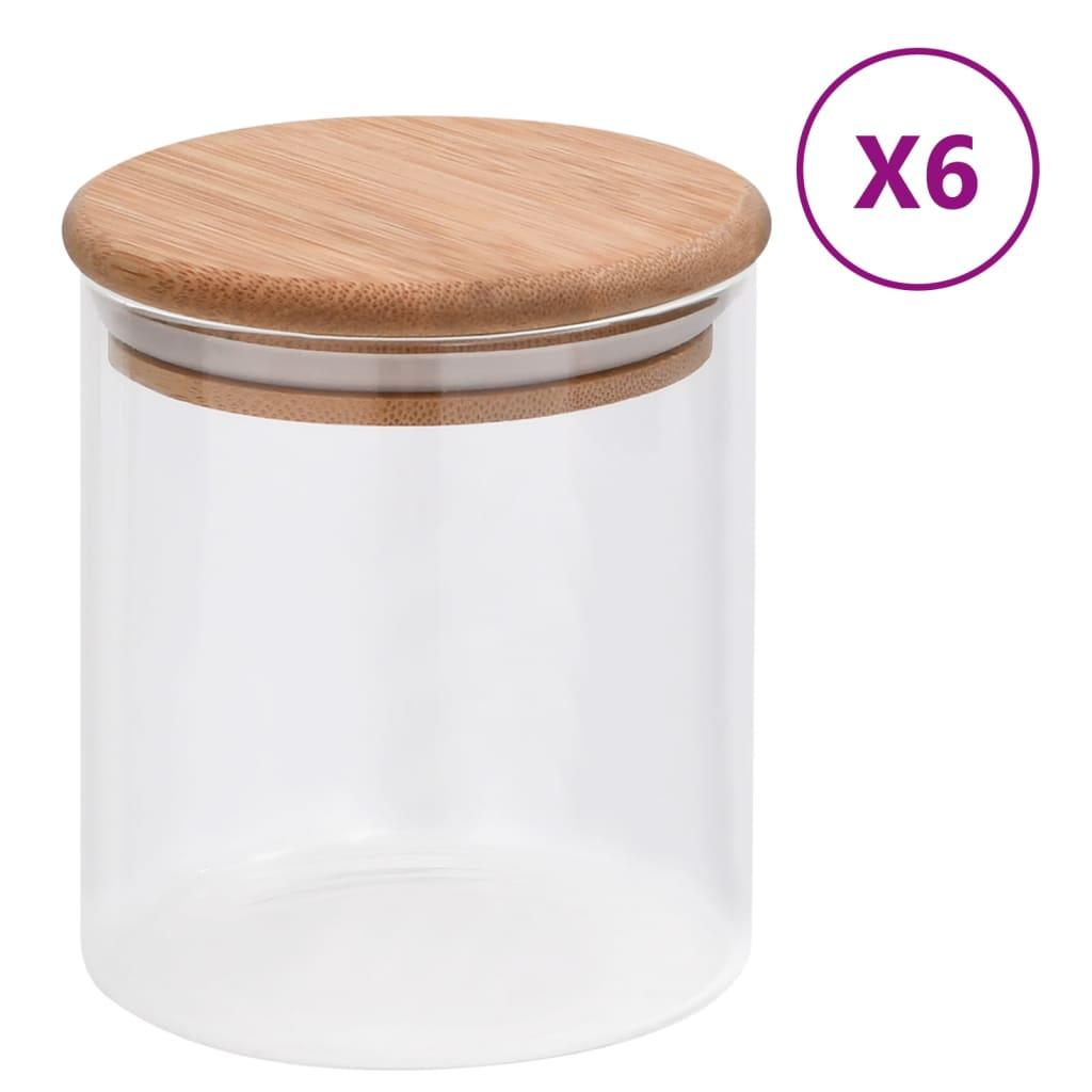 Storage Glass Jars With Bamboo Lid 6 Pcs