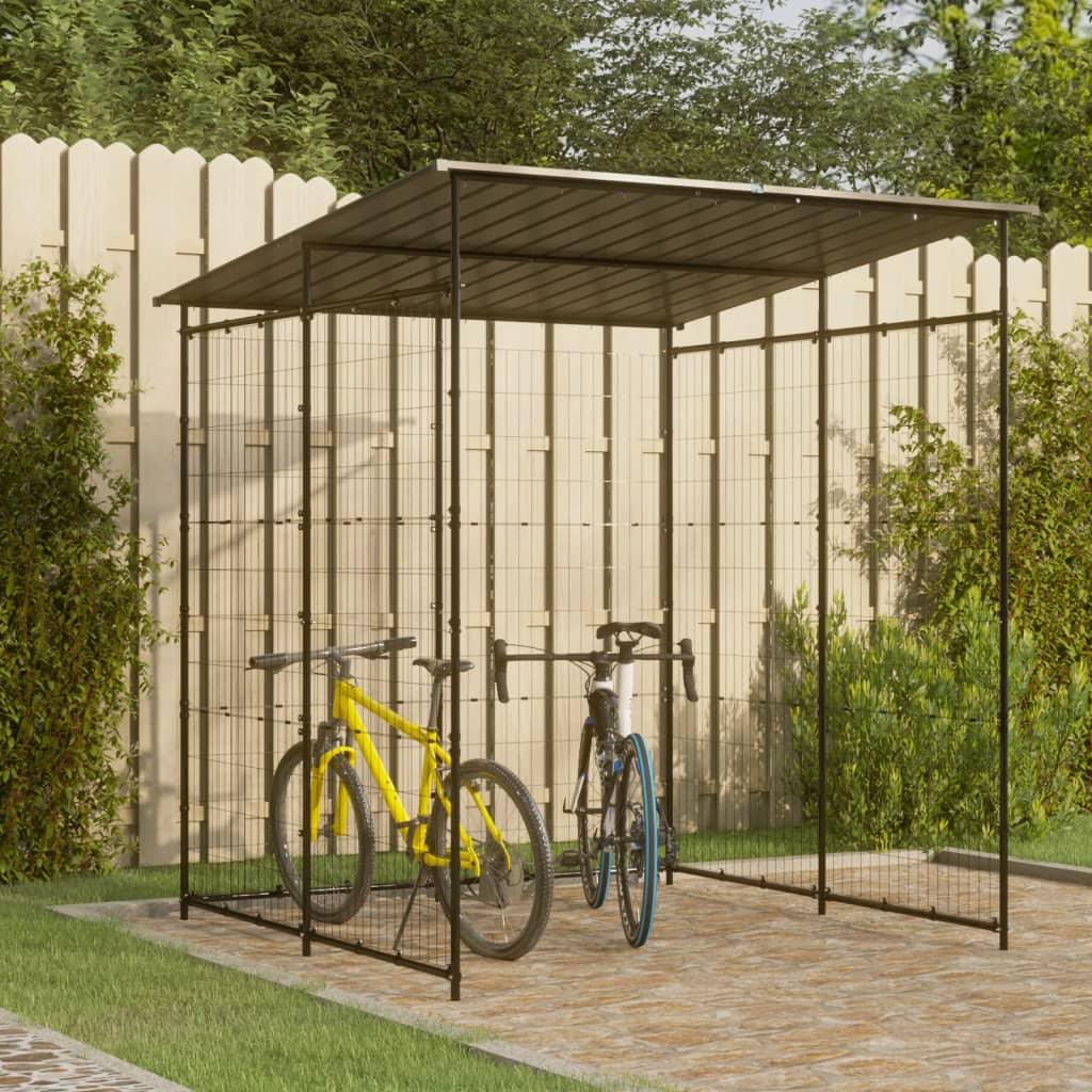 Bicycle Shed 190X190X222 Cm Steel Black