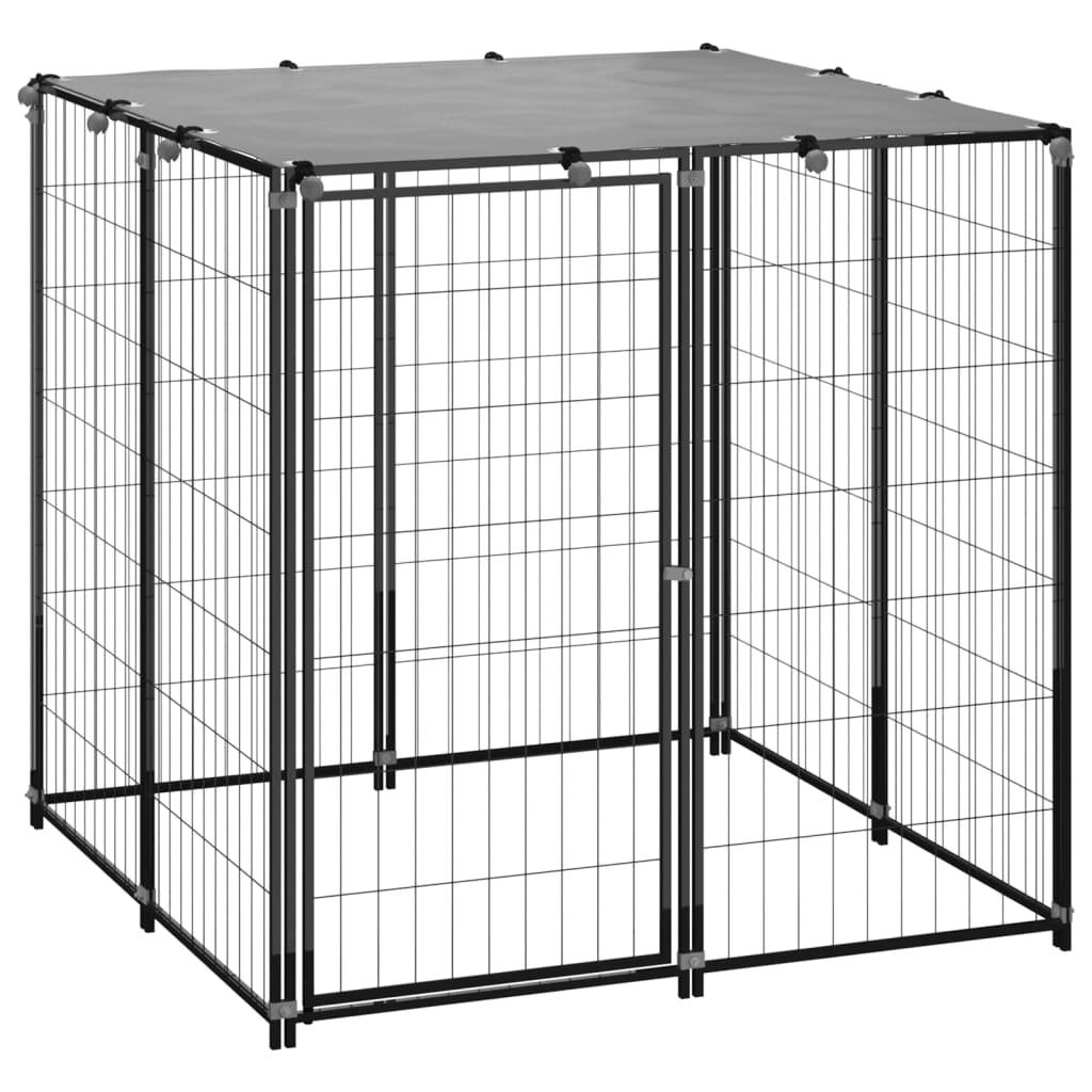 Trendyproduct.co.uk Dog Kennel Steel vidaXL Animals & Pet Supplies Animals & Pet Supplies > Pet Supplies > Dog Supplies > Dog Kennels & Runs Black Dog Kennels & Runs Dog Supplies parcel Pet Supplies vidaXL