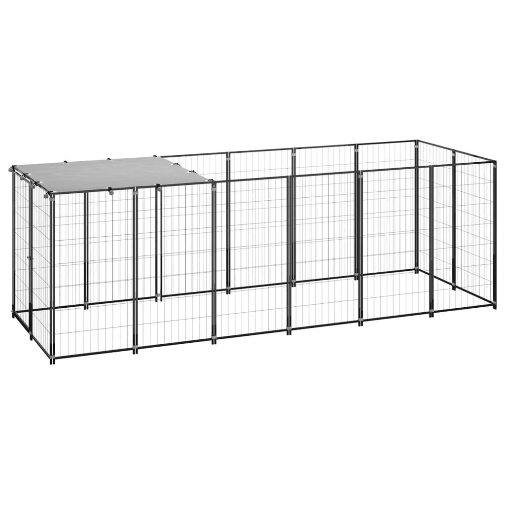 Trendyproduct.co.uk Dog Kennel Steel vidaXL Animals & Pet Supplies Animals & Pet Supplies > Pet Supplies > Dog Supplies > Dog Kennels & Runs Black Dog Kennels & Runs Dog Supplies parcel Pet Supplies vidaXL